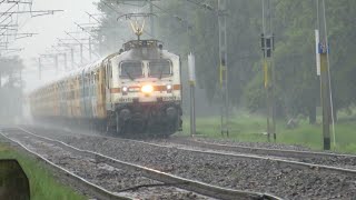 Dangerous Secunderabad Danapur SF express in heavy rain at full speed, flat 110KMPH