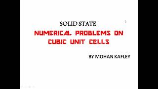 NUMERICAL PROBLEMS BASED ON UNIT CELLS: SOLID STATE