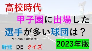 甲子園に出場した現役プロ野球選手　球団ランキング　DEクイズ