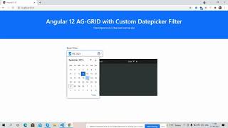Angular 12 AG-GRID with Custom Datepicker Filter