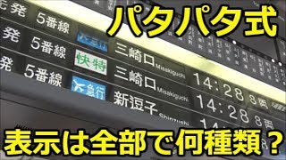 京急川崎駅のパタパタ式案内表示器は何種類の表示が入っているのか。