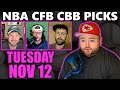 Tuesday Picks with Kyle Kirms | NBA CFB CBB 11/12