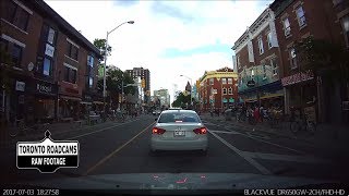 Driving in Toronto - Early evening drive along Bloor Street West - Front dash cam