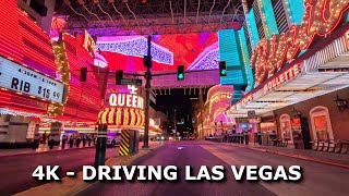 Driving Las Vegas Strip to Downtown at Night - 4K