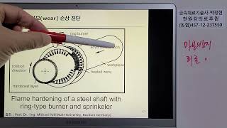 금속재료1159-손상진단및대책114-마모손상12 표면롤링 베어링핀 축단차부 화염경화  담금질 내피로 최적경도값 약HRC45