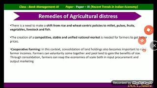 Distress in Agriculture Sector- possible solutions