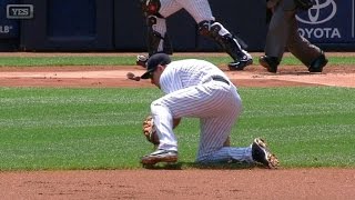 KC@NYY: Headley makes a great stop, fires to first