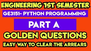 GE3151|Important questions|Problem solving and Python programming|Arrear exam important questions|
