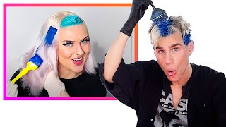Hairdresser Reacts To People Coloring Their Hair Blue While Coloring My Hair Blue!