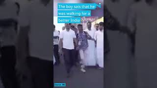 Rahul Gandhi walks hand in hand with a differently abled boy during Bharat Jodo Yatra