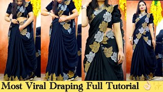 Instagram ki Most Viral Saree Draping Tutorial ✨🫶 Infinity Drape, Amazing Style Saree Drape ❤️