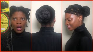 NO HEAT MARLEY Hair Cute Low Bun Tutorial | Budget-Friendly Protective Style for Natural Hair