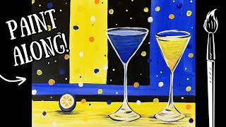 🍸EP224- 'Colorful Cocktails' New Year's Eve easy martini glass colorful art deco painting tutorial