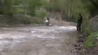 London Beijing 2010:  Motorcycle crash through river crossing!