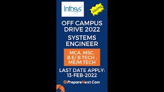 Infosys Off Campus Drive 2022 | Systems Engineer | IT Job | Engineering Job | Across India
