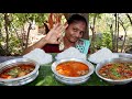 White rice ,Prawn Gravey, Mutton curry, Egg Curry Eating challenge