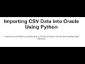 Python - Read from CSV and write to Oracle #python #pythonforbeginners #oracle #database #csv