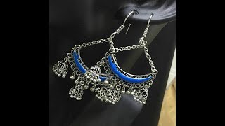 Latest Oxidized Silver Colorful Eanamel Earrings Collection Latest Oxidized Silver Colorful Eanamel Earrings Collection