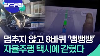 자율주행 택시에 갇혔다…비행기 놓칠 뻔한 남성 [월드 플러스] / KBS  2025.01.09.