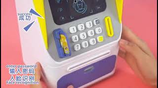 Kids Simulated Face Recognition Automatic Electronic Large Space Piggy Bank ATM Password Money Box.