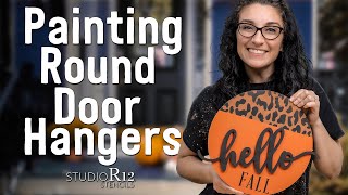 How to Paint a Wood Round | DIY Fall Decor | Paint Easy Animal Print with Stencils | NO WEEDING