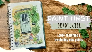 Watercolour and ink sketching || Paint first, Draw later.