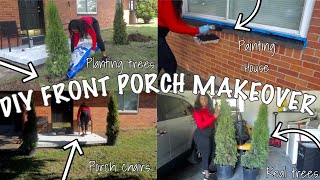 HOME RENOVATION SERIES EP: 3 Diy EXTERIOR MAKEOVER PLANTING TREES | PAINTING MY BRICK HOUSE BLACK!!