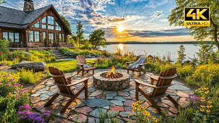 Springtime Magic: Lakeside Sunrise at a Cozy Cabin: Fire Pit, Relaxing Spring Vibes \u0026 Nature Sounds