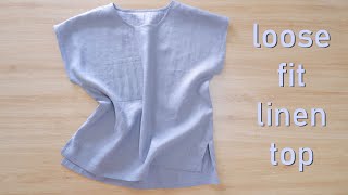 DIY Loose-Fit Linen Top With Front Patch Pocket