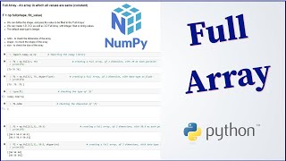 Python Numpy Tutorial - 4 ... Full Array || np.full( )