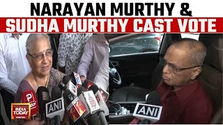 Infosys Founder Narayan Murthy With Wife Sudha Murthy Cast Their Vote | Lok Sabha Election 2024