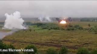 Russian TOS 1A thermobaric MLRS firing at targets at close range - Ukraine War Combat Footage