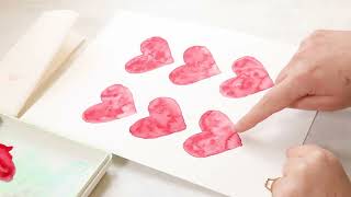 Easy Watercolor Mini Hearts Valentine's Card Tutorial for Beginners