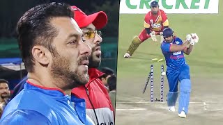Salman Khan Tensed With Back To Back Wicket Hits By Telugu Warriors