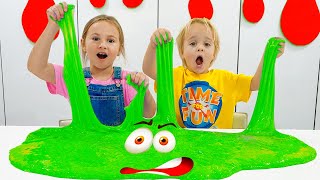 Chris and Nicole are playing with slimes | Fun games with uncle
