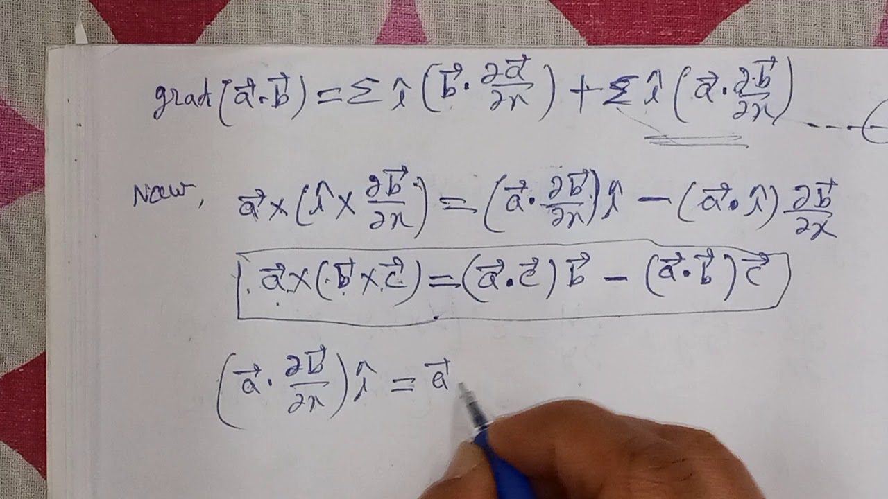 Grad(a.b)=ax Curl B+bx Curl A+(a.del)b +(b.del)a - YouTube