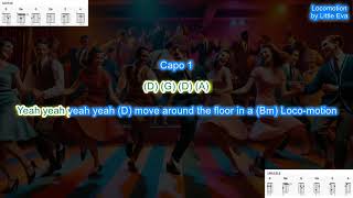 Locomotion (capo1) by Little Eva play along with scrolling guitar chords and lyrics