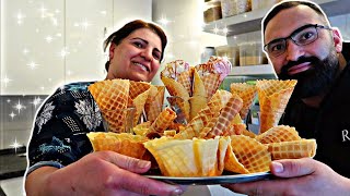 KNUSPRIGE EISWAFFELN (SELBSTGEMACHT) 🍦🤤 ZUSCHAUER MIT RAHAT KLAMOTTEN SPONTAN BESUCHT 😍 BASNASKÜCHE