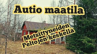 Metsittyneiden peltojen keskellä autio maatila