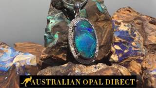 Blue Opal 18kt White Gold \u0026 Diamond Opal Necklace