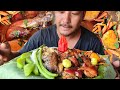 eating delicious chicken and crab curry after planting king chilly || kents vlog.