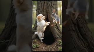 Cute rabbit and baby dog #CuteAnimals #RabbitRescue #viralvideo #viralshort