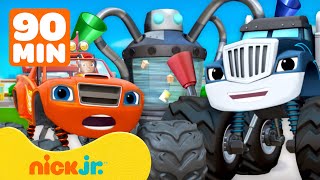 Blaze | ¡90 MINUTOS de Crusher construyendo robots para hacer trampa! 🤖 | Nick Jr. en Español