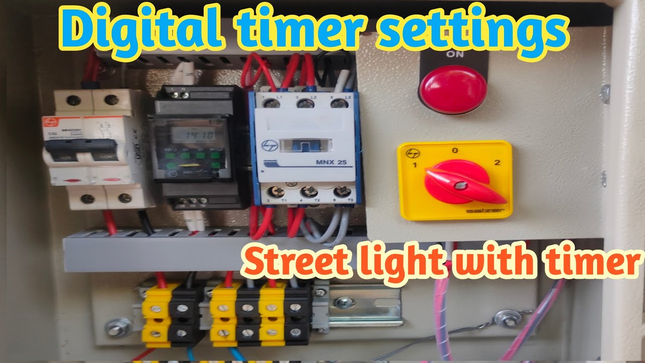 GIC Time Switch#Street Light Timer Connection With Contactor - YouTube