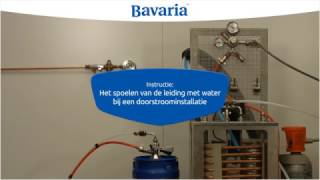 Het spoelen van de leiding met water bij een doorstroominstallatie