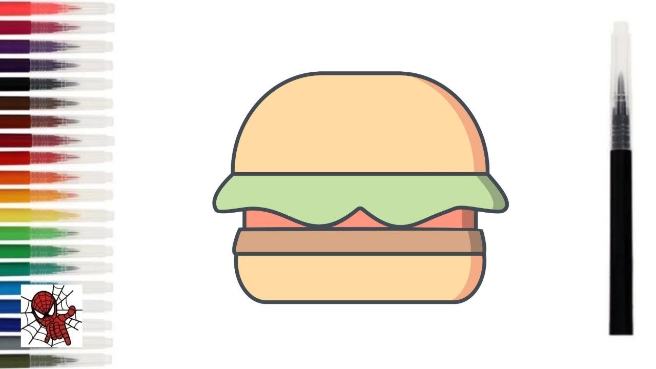 How To Draw A Cheeseburger | How To Draw A Hamburger - YouTube