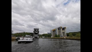 The Wodnik barge during the passage through the ship lift Niederfinow in Germany. 06/07/2021