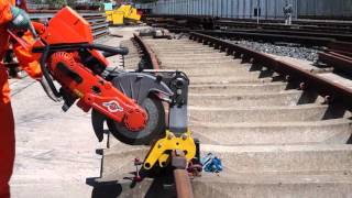 Automatic Rail Saw. Cutting Rails