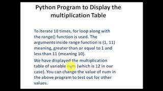 Program to Print Multiplication Table || Python Programming Tutorials