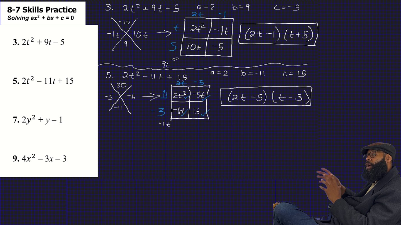 McGraw Hill Algebra 1, Chapter 8, Lesson 7 - Solving Ax² + Bx + C = 0 ...